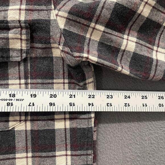 J. Crew Shirt Mens Large Gray Plaid Workshirt Flannel Heavy Cotton Vintage 90s - Picture 7 of 7